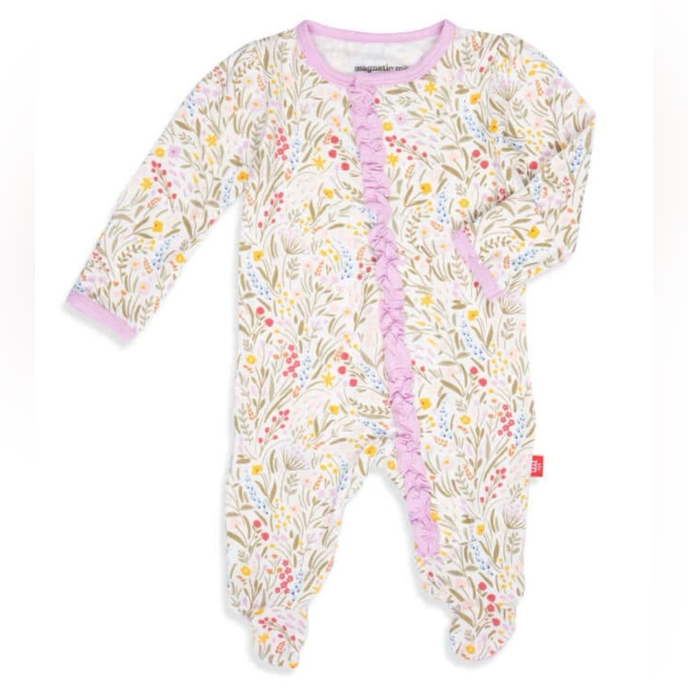 Magnetic Me Ashley Modal Floral Magnetic Footie 3-6M